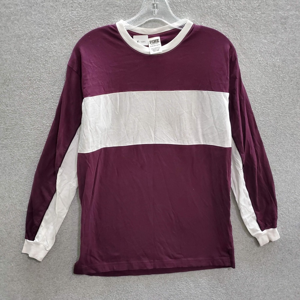 PINK Women Top XS Pink Colorblock T-Shirt Long Sleeve Tee